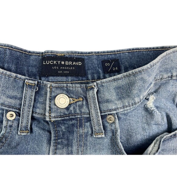 Lucky Brand Relaxed Jean Shorts  Women's 00/24  Mid-Rise  Distressed Cut-off - Picture 5 of 8